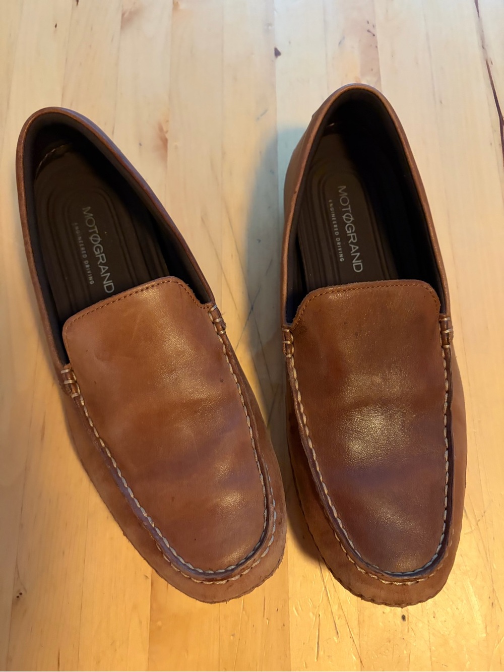 Cole Haan Tan Leather Moc Toe Slip-Ons